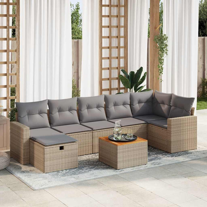 sofasæt til haven 8 dele med hynder polyrattan beige