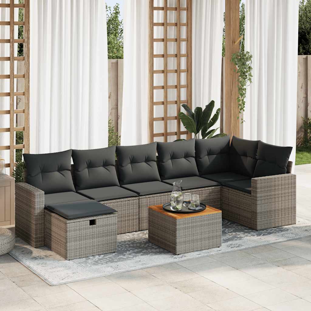 sofasæt til haven 8 dele med hynder polyrattan grå