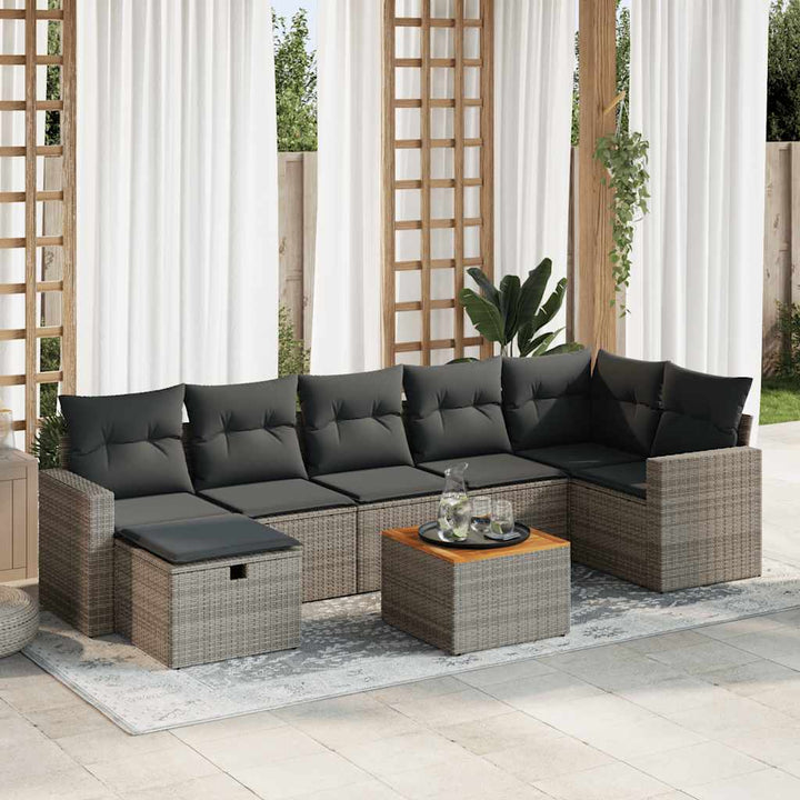 sofasæt til haven 8 dele med hynder polyrattan grå
