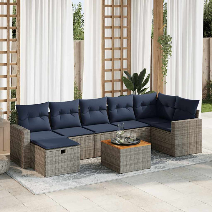 sofasæt til haven 8 dele med hynder polyrattan grå