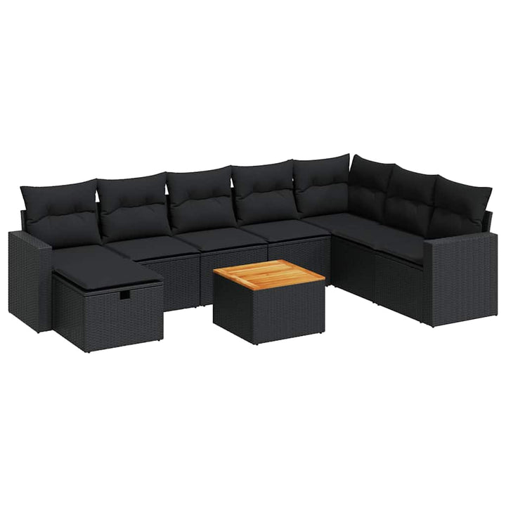 sofasæt til haven 9 dele med hynder polyrattan sort