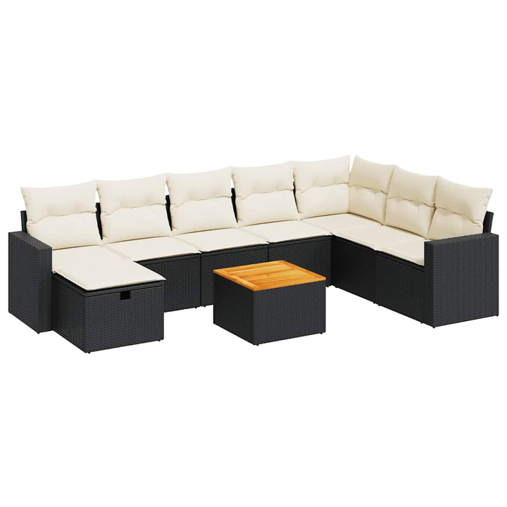 sofasæt til haven 9 dele med hynder polyrattan sort