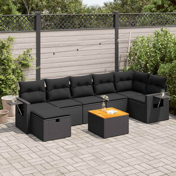 sofasæt til haven 8 dele med hynder polyrattan sort