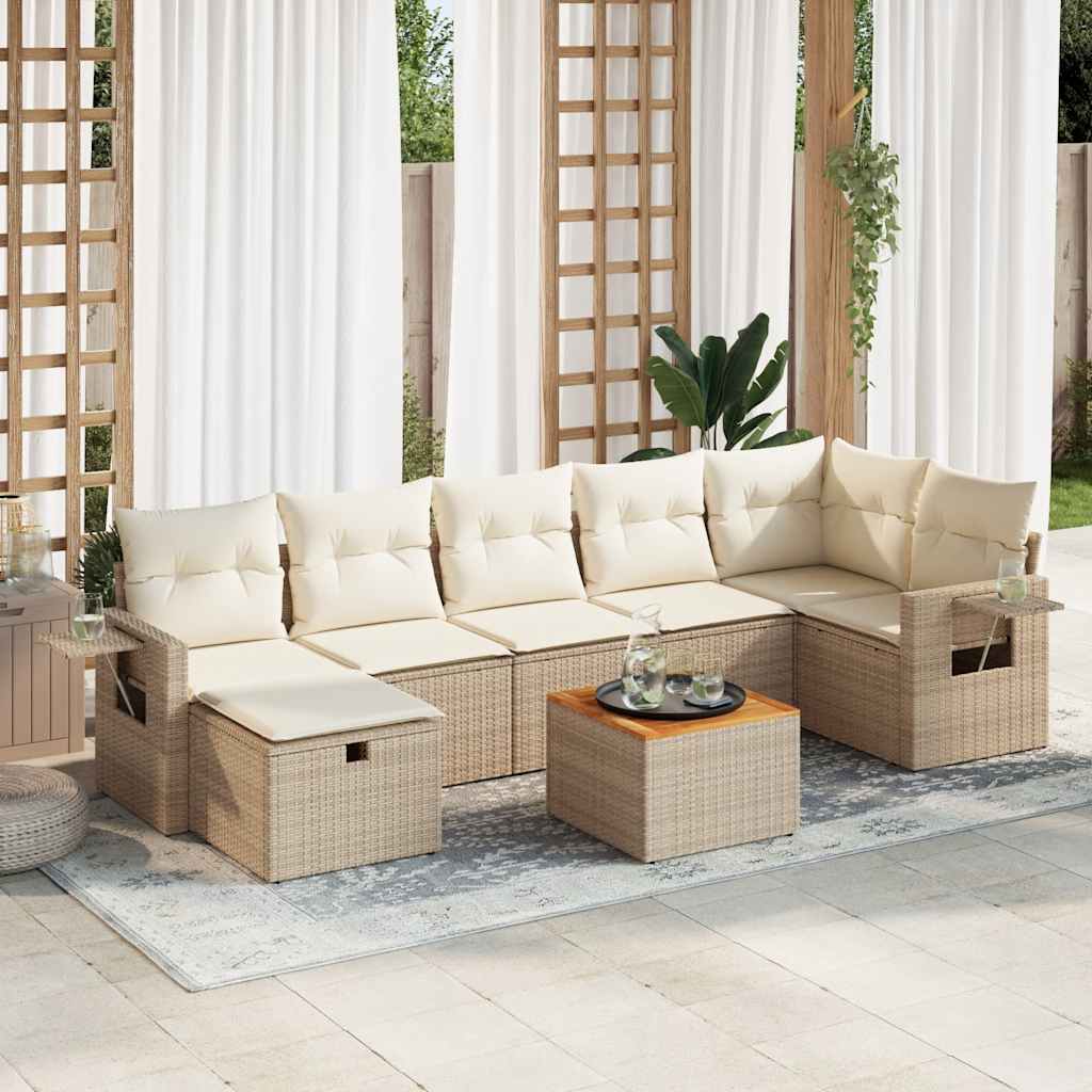 sofasæt til haven 8 dele med hynder polyrattan beige