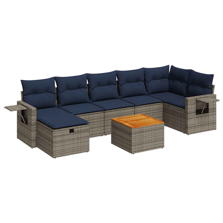 sofasæt til haven 8 dele med hynder polyrattan grå
