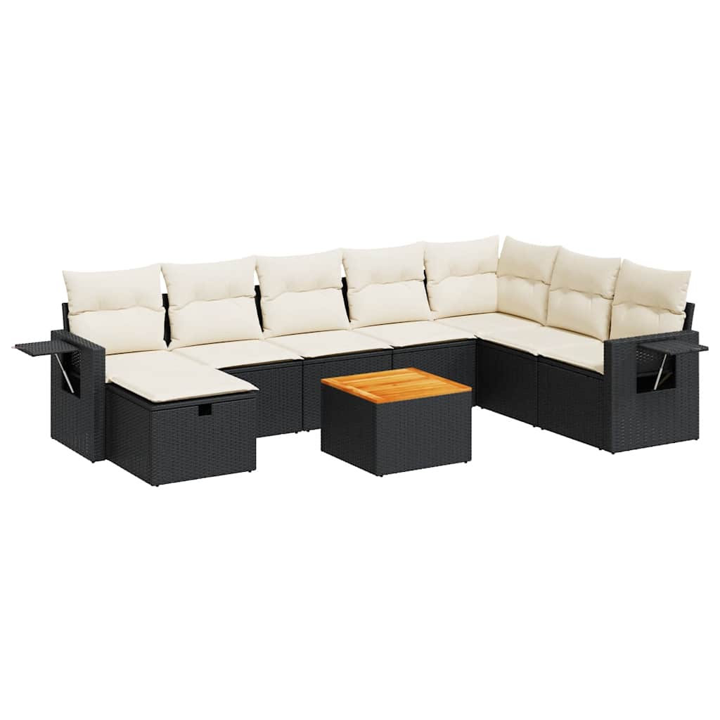 sofasæt til haven 9 dele med hynder polyrattan sort