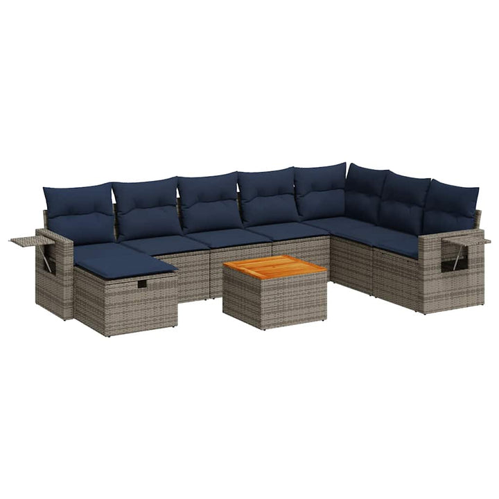 sofasæt til haven 9 dele med hynder polyrattan grå