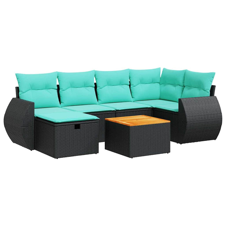 sofasæt til haven 7 dele med hynder polyrattan sort