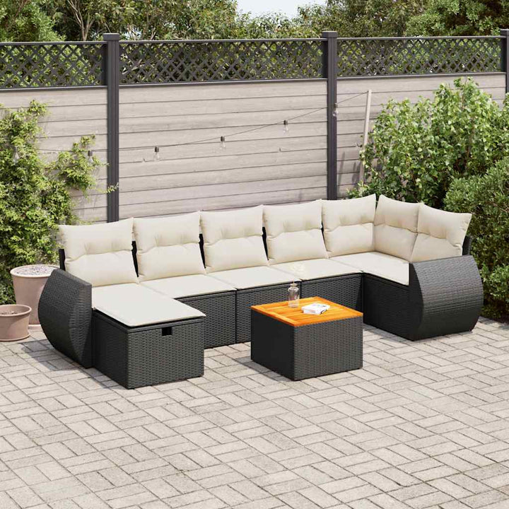 sofasæt til haven 8 dele med hynder polyrattan sort