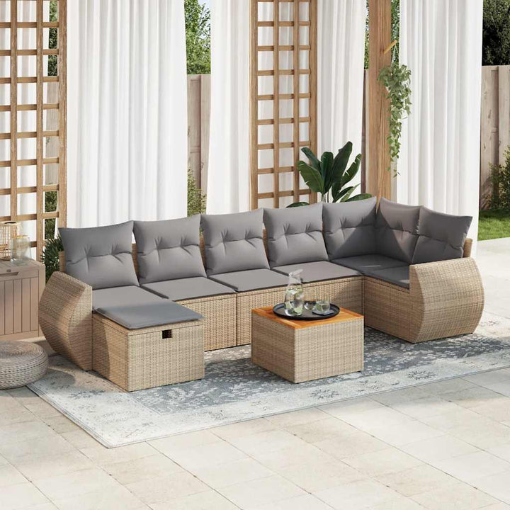 sofasæt til haven 8 dele med hynder polyrattan beige