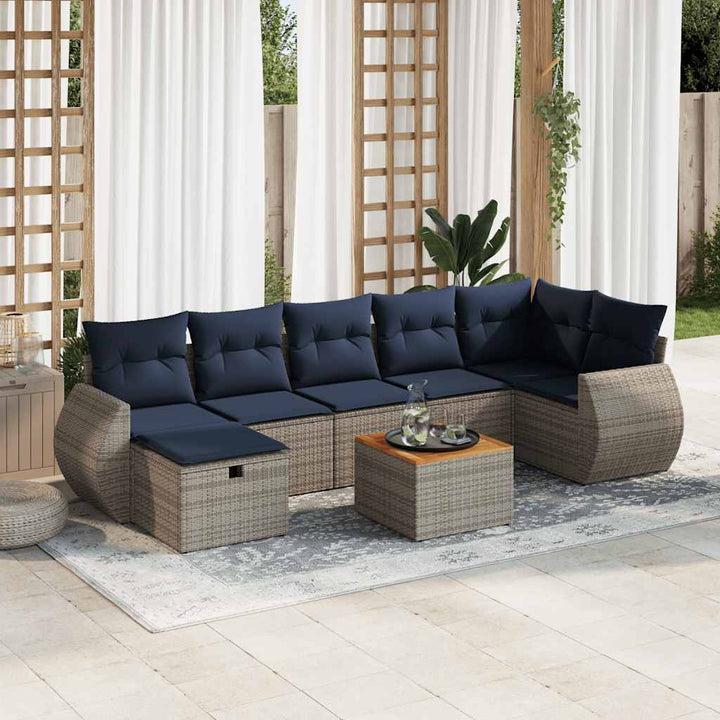 sofasæt til haven 8 dele med hynder polyrattan grå