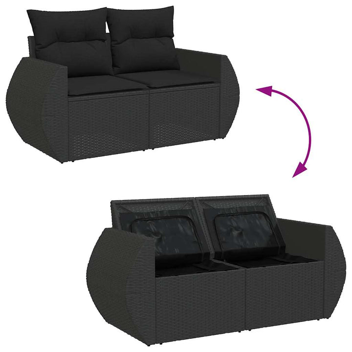 sofasæt til haven 9 dele med hynder polyrattan sort