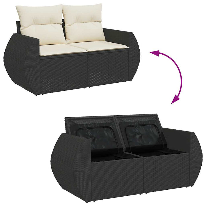 sofasæt til haven 9 dele med hynder polyrattan sort