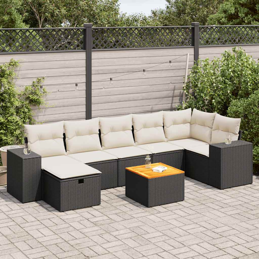 sofasæt til haven 8 dele med hynder polyrattan sort