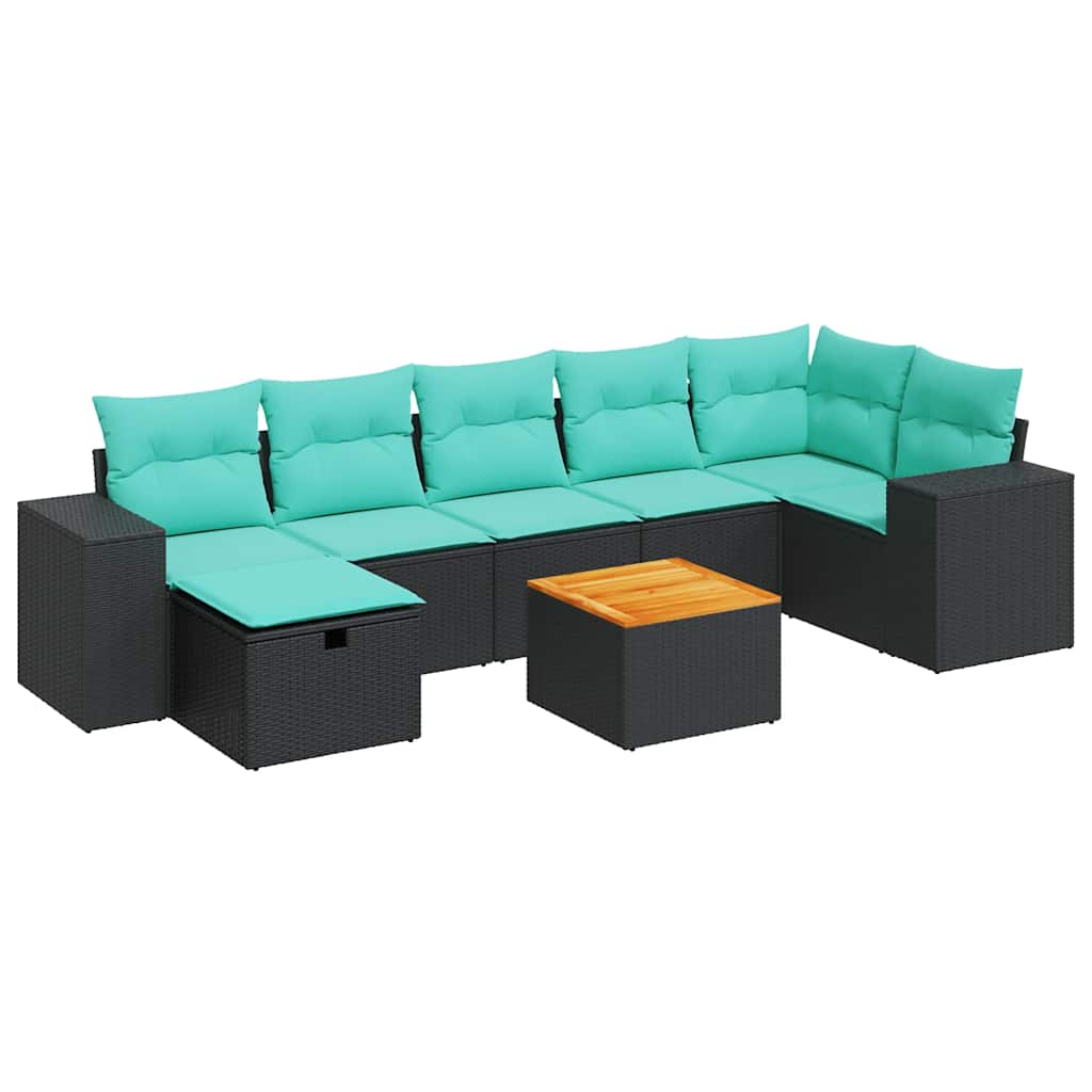 sofasæt til haven 8 dele med hynder polyrattan sort