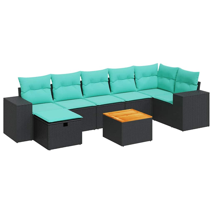 sofasæt til haven 8 dele med hynder polyrattan sort