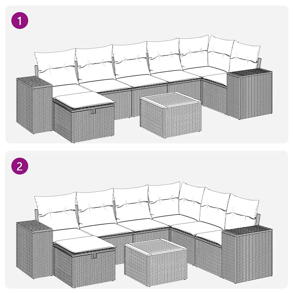 sofasæt til haven 8 dele med hynder polyrattan grå