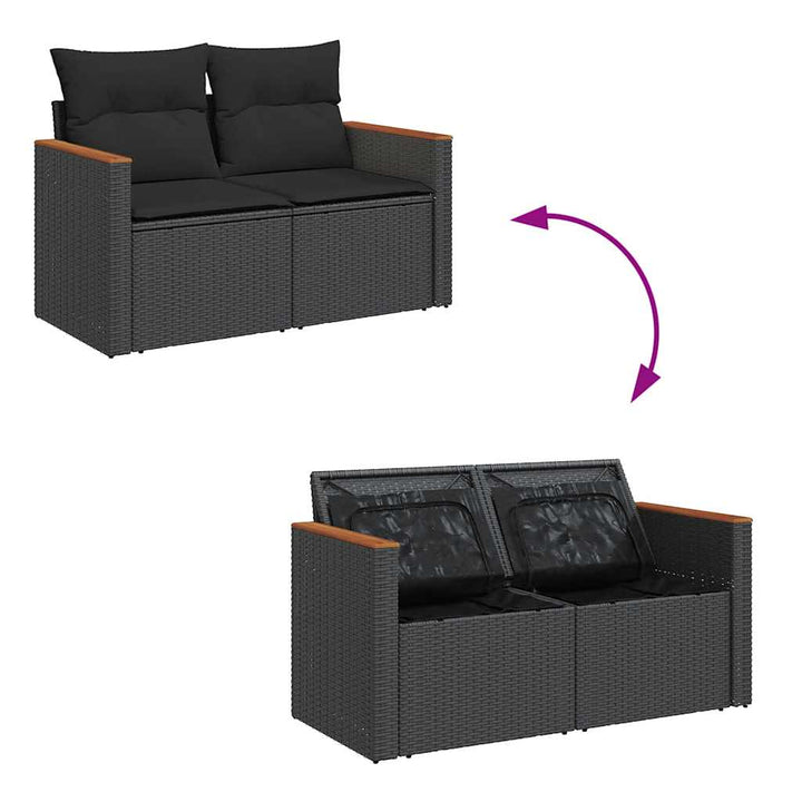 sofasæt til haven 4 dele med hynder polyrattan sort