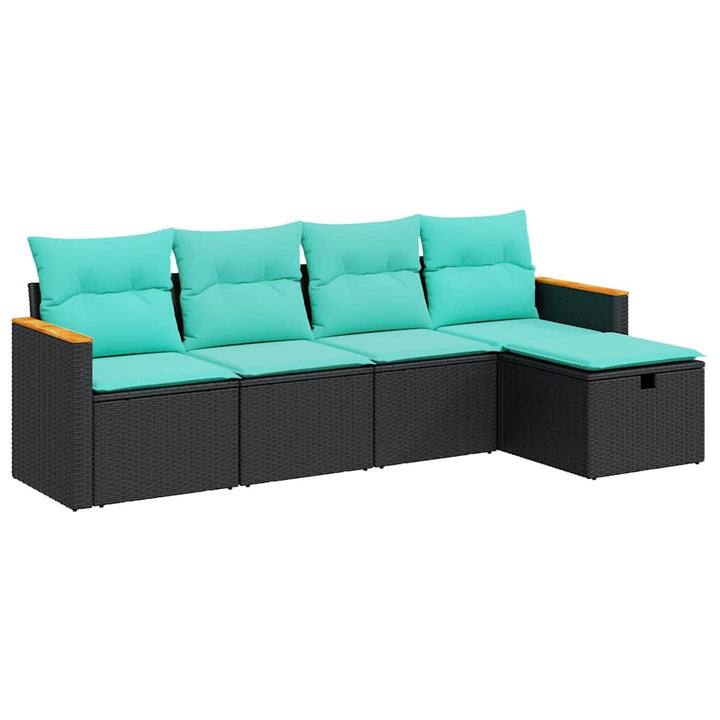 sofasæt til haven 5 dele med hynder polyrattan sort