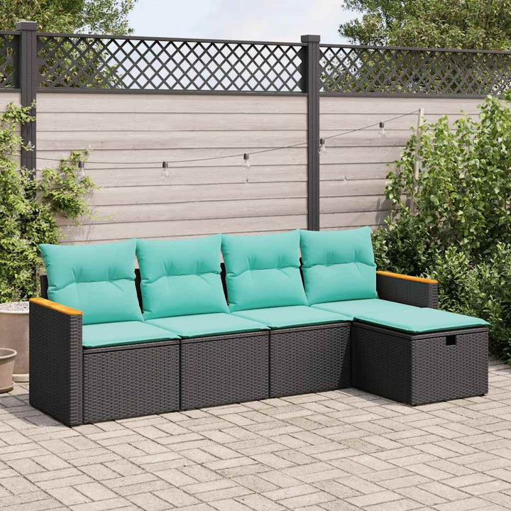 sofasæt til haven 5 dele med hynder polyrattan sort