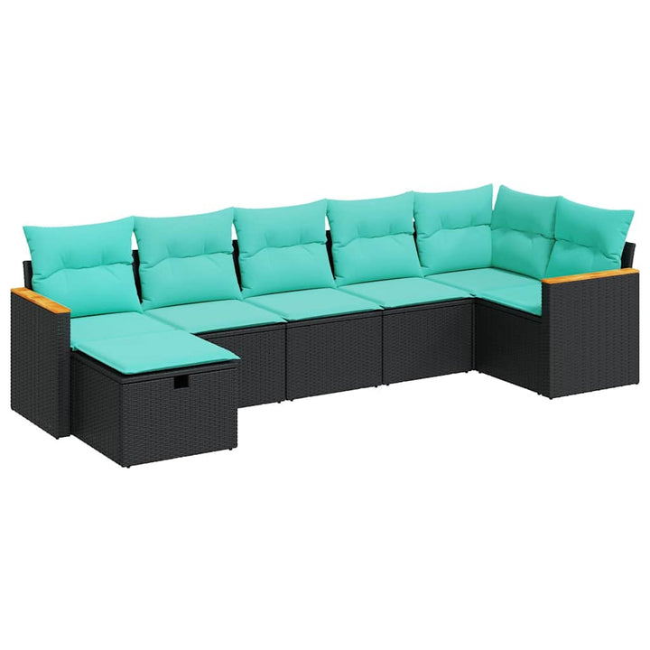 sofasæt til haven 7 dele med hynder polyrattan sort