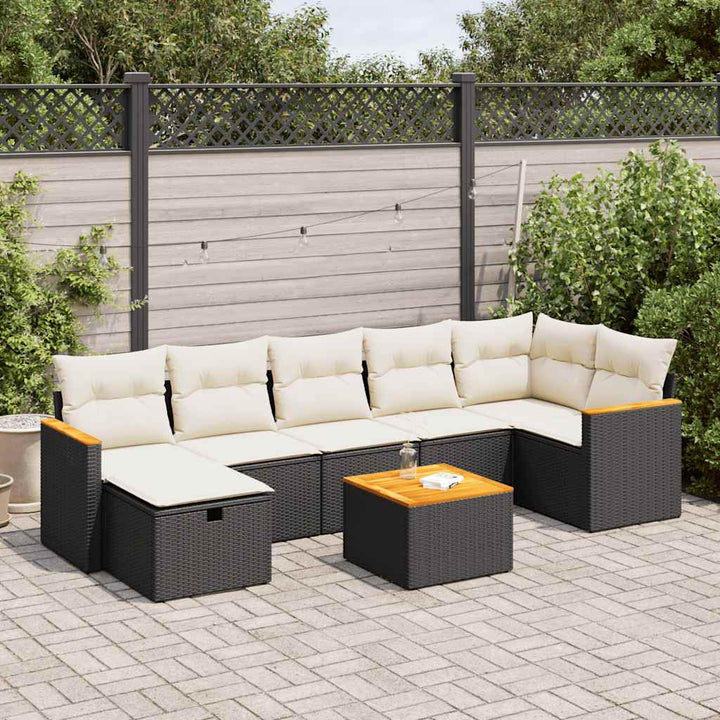 sofasæt til haven 8 dele med hynder polyrattan sort