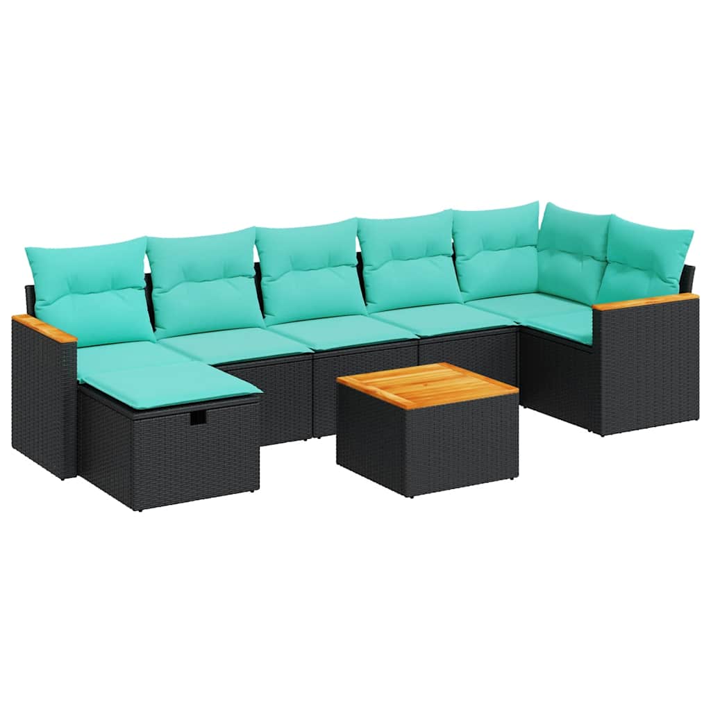 sofasæt til haven 8 dele med hynder polyrattan sort