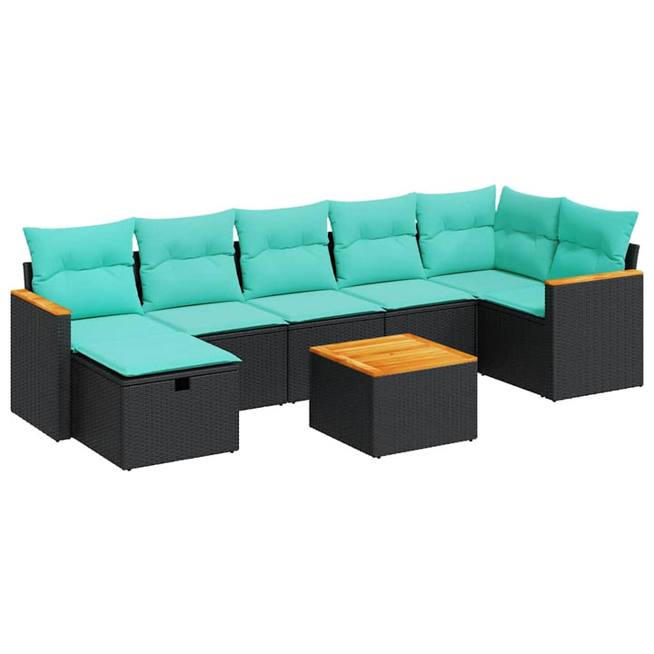 sofasæt til haven 8 dele med hynder polyrattan sort