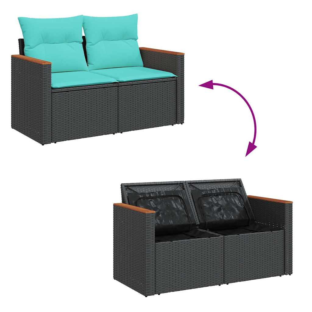 sofasæt til haven 8 dele med hynder polyrattan sort