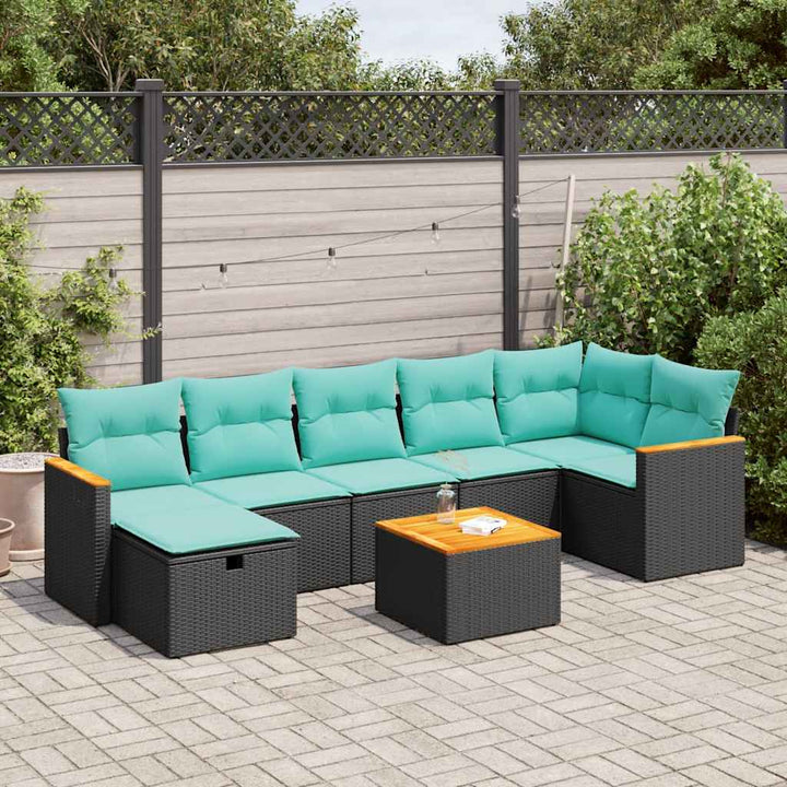 sofasæt til haven 8 dele med hynder polyrattan sort