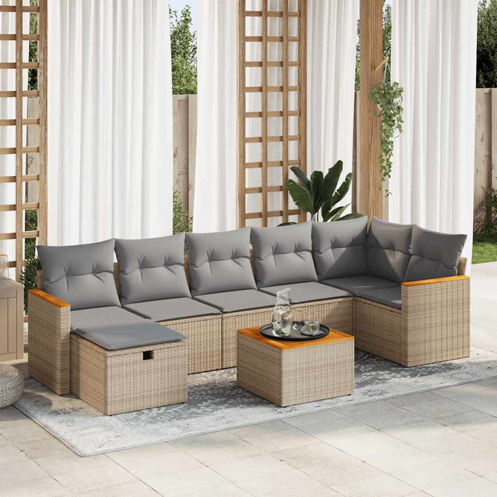 sofasæt til haven 8 dele med hynder polyrattan beige