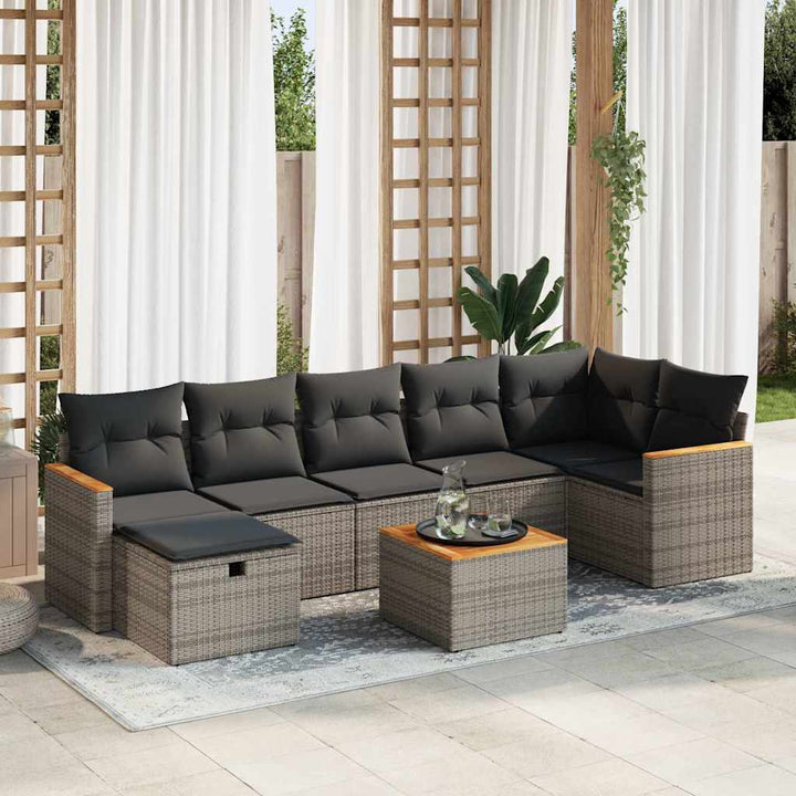 sofasæt til haven 8 dele med hynder polyrattan grå