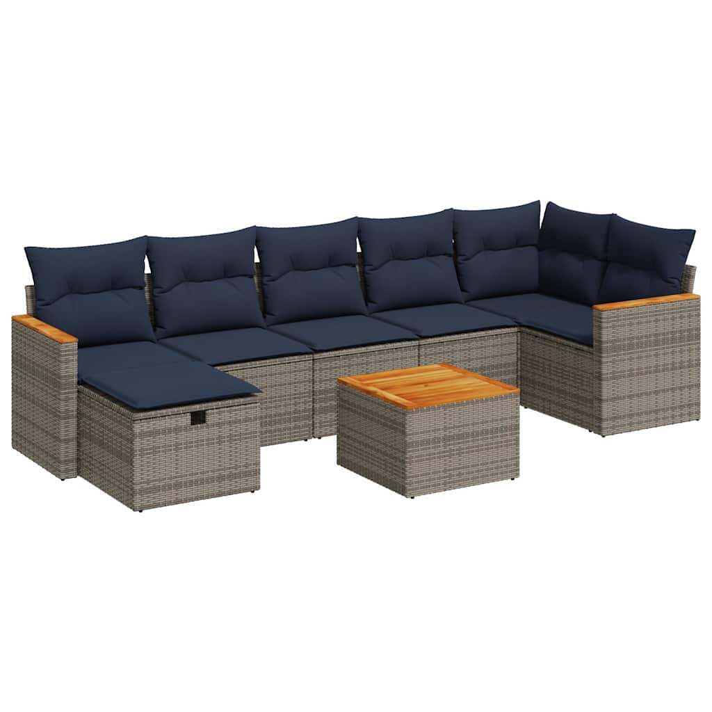 sofasæt til haven 8 dele med hynder polyrattan grå