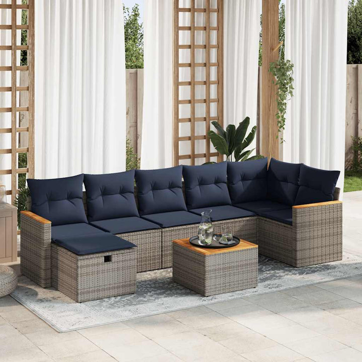 sofasæt til haven 8 dele med hynder polyrattan grå