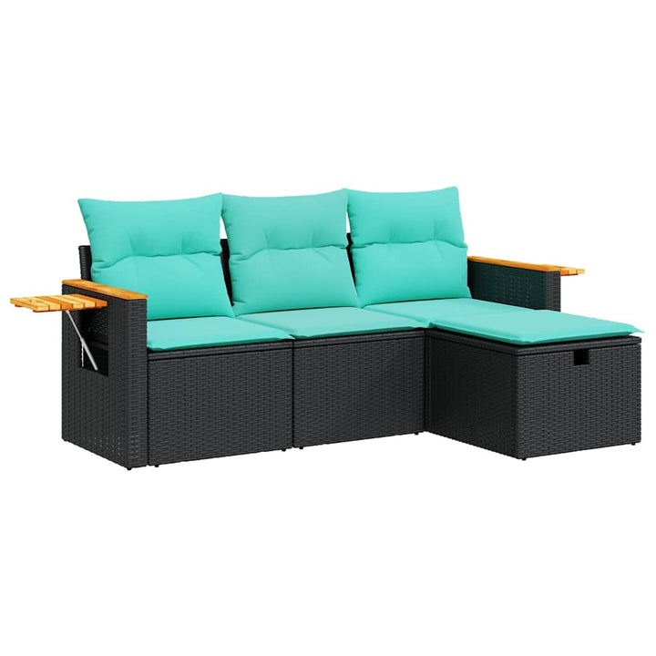 sofasæt til haven 4 dele med hynder polyrattan sort