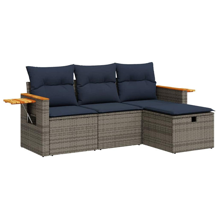 sofasæt til haven 4 dele med hynder polyrattan grå