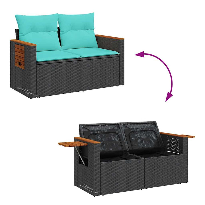 sofasæt til haven 5 dele med hynder polyrattan sort