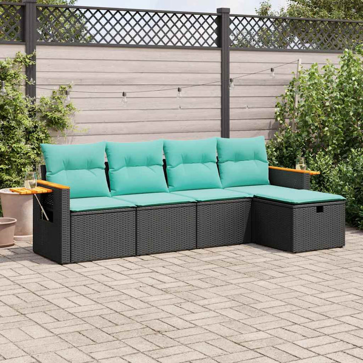sofasæt til haven 5 dele med hynder polyrattan sort