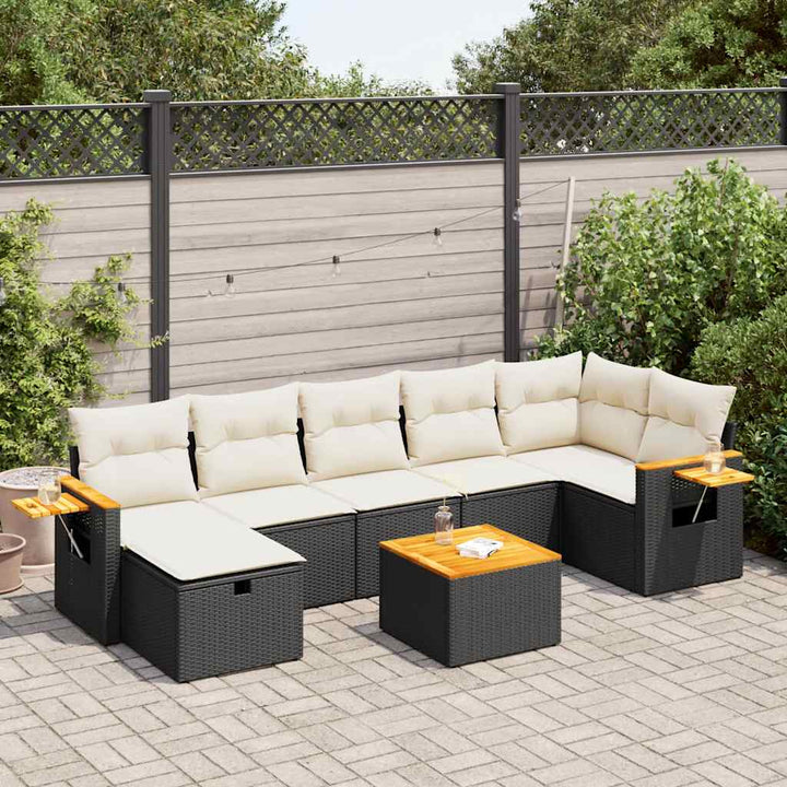 sofasæt til haven 8 dele med hynder polyrattan sort