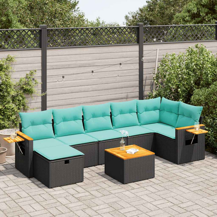 sofasæt til haven 8 dele med hynder polyrattan sort