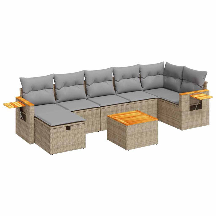 sofasæt til haven 8 dele med hynder polyrattan beige