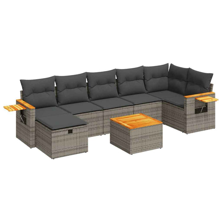 sofasæt til haven 8 dele med hynder polyrattan grå