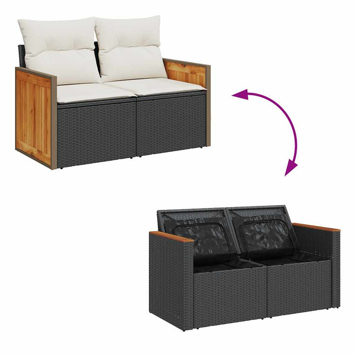 sofasæt til haven 4 dele med hynder polyrattan sort