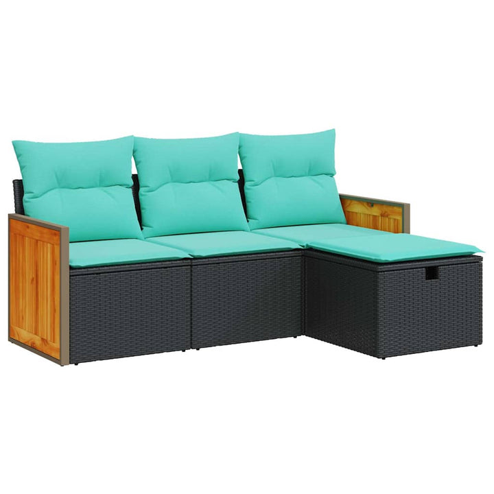 sofasæt til haven 4 dele med hynder polyrattan sort