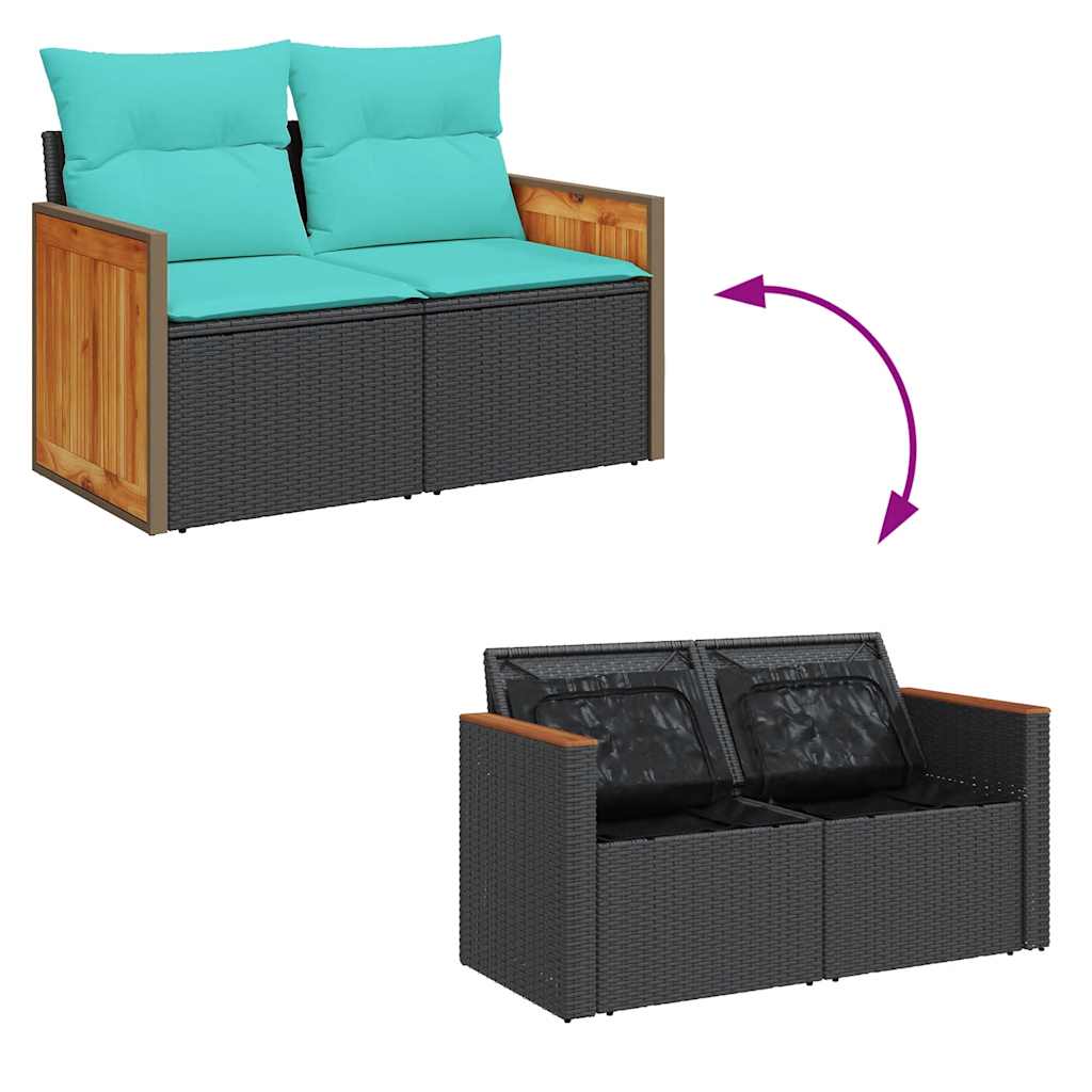 sofasæt til haven 5 dele med hynder polyrattan sort