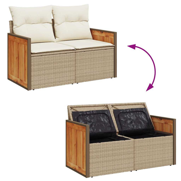 sofasæt til haven 7 dele med hynder polyrattan beige