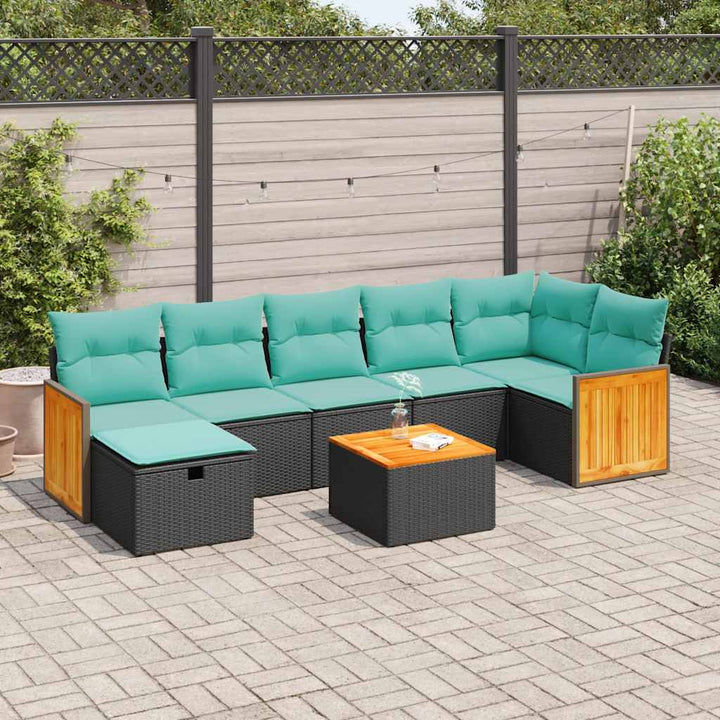 sofasæt til haven 8 dele med hynder polyrattan sort