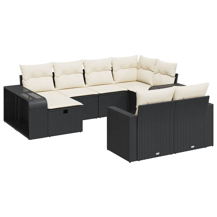 sofasæt til haven 10 dele med hynder polyrattan sort