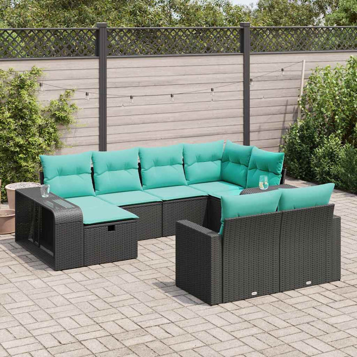 sofasæt til haven 10 dele med hynder polyrattan sort