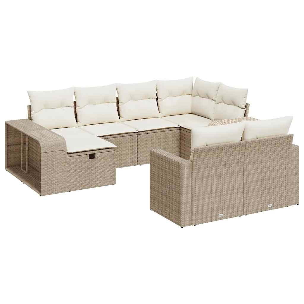 sofasæt til haven 10 dele med hynder polyrattan beige